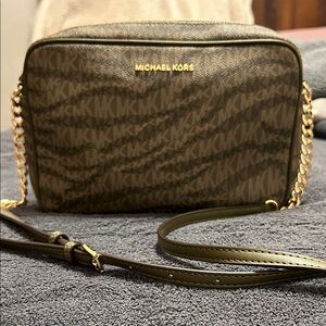 Michael Kors Green Patterned Crossbody Bag